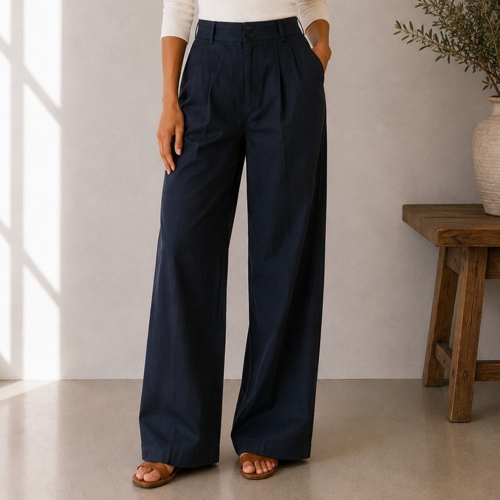 Madewell Pants Black Pleated Wide Leg High Rise Lyocell Linen Size 0